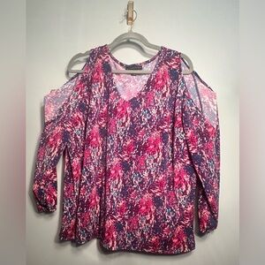 Vibrant Pink and Purple cold shoulder Women's Top